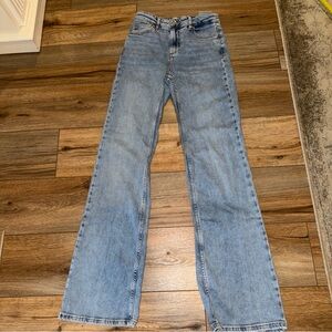 Zara NWT Women Size 4 Blue Jeans Flare Fit Leg High Rise Full Length Stretch NEW